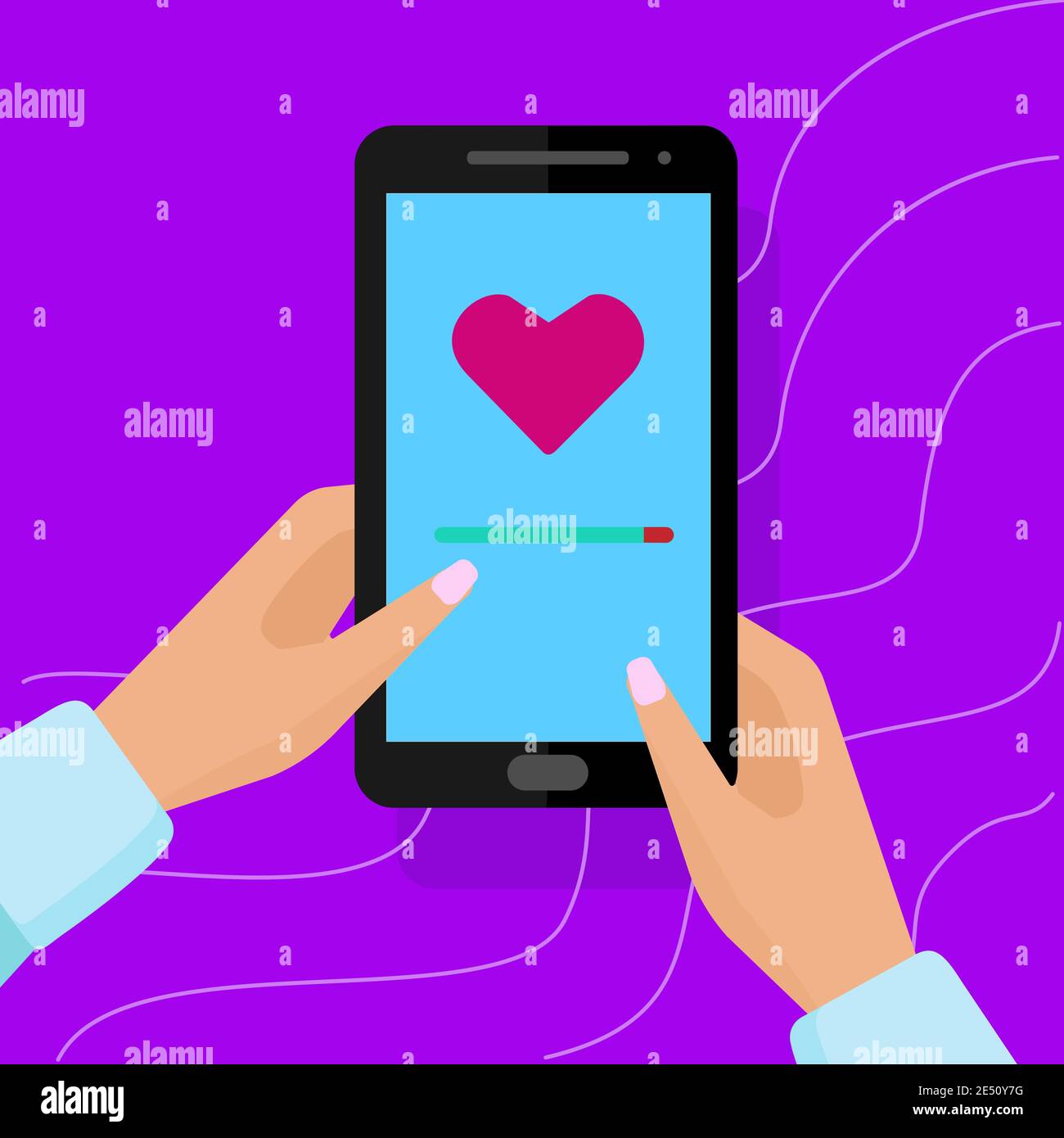 Hands holding a smartphone. Vector flat illustration. Stock Vector