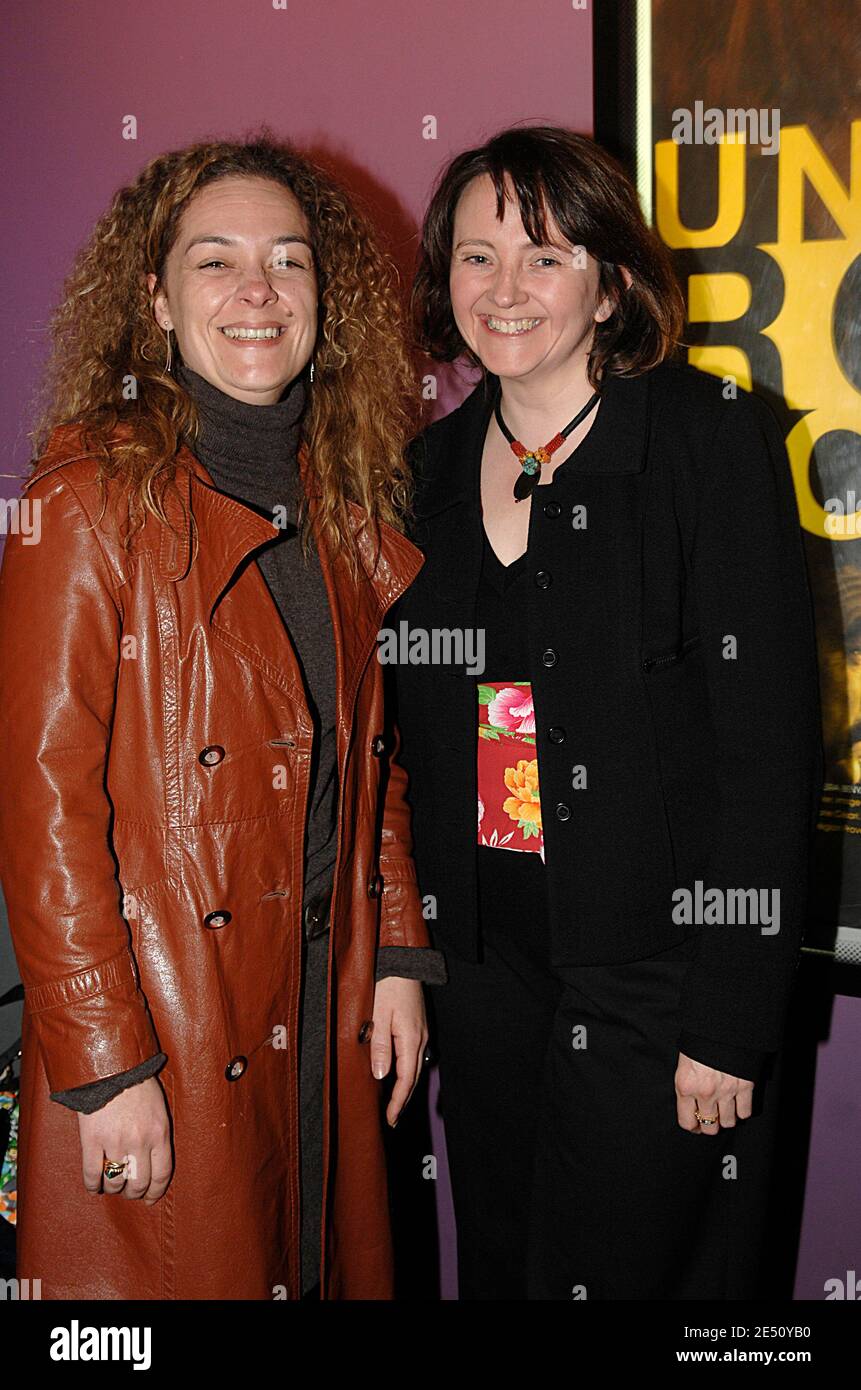 EXCLUSIVE. Director Stephanie Duvivier poses with cast member Marie-Laure Descoureaux during the premiere of 'Un Roman Policier' at the Gaumont Aquaboulevard in Paris, France on April 15, 2008. Photo by Giancarlo Gorassini/ABACAPRESS.COM Stock Photo