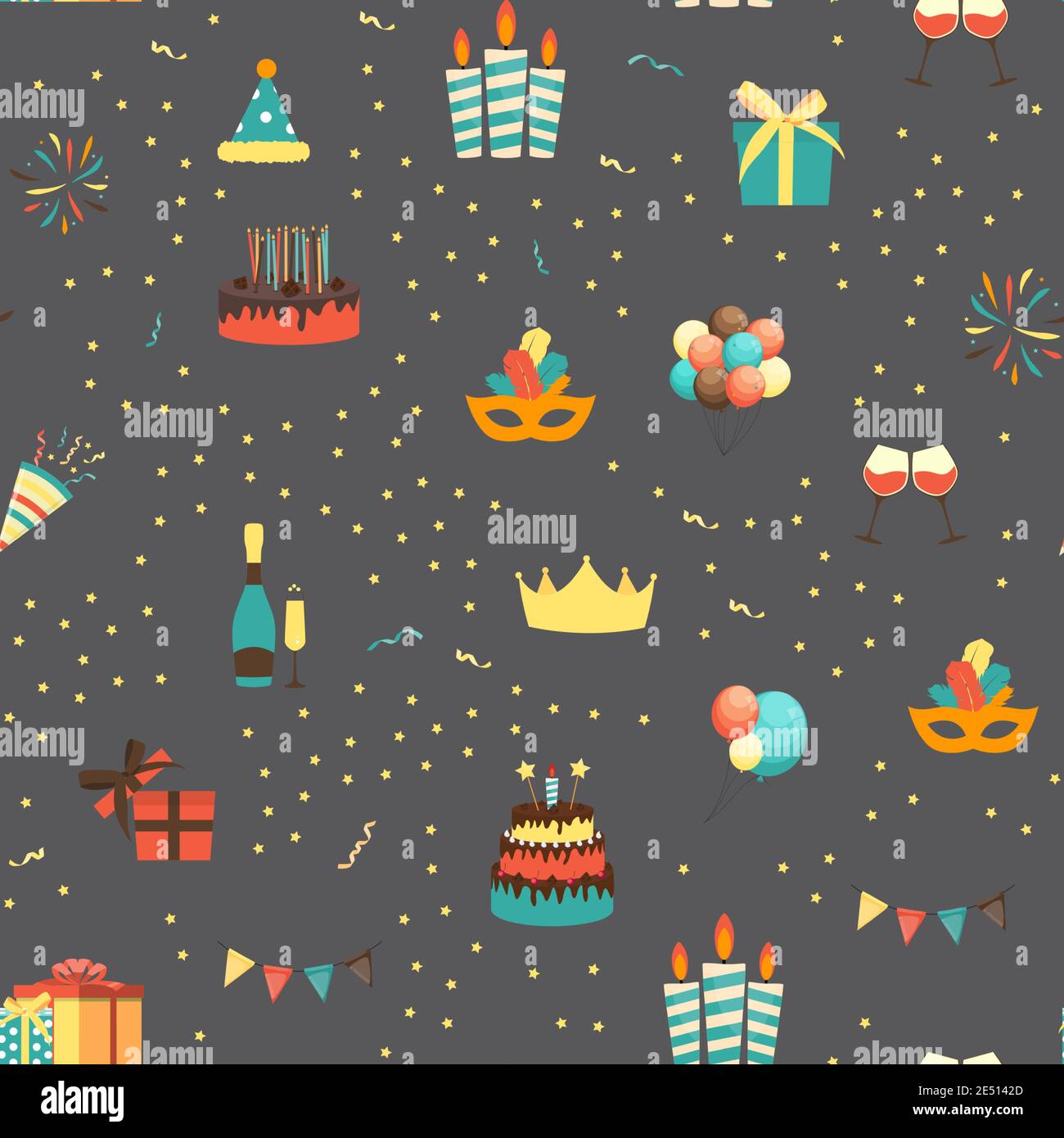 Birthday Background Pattern Cute Birthday Seamless Pattern Background with Cake, Candles. Design ...