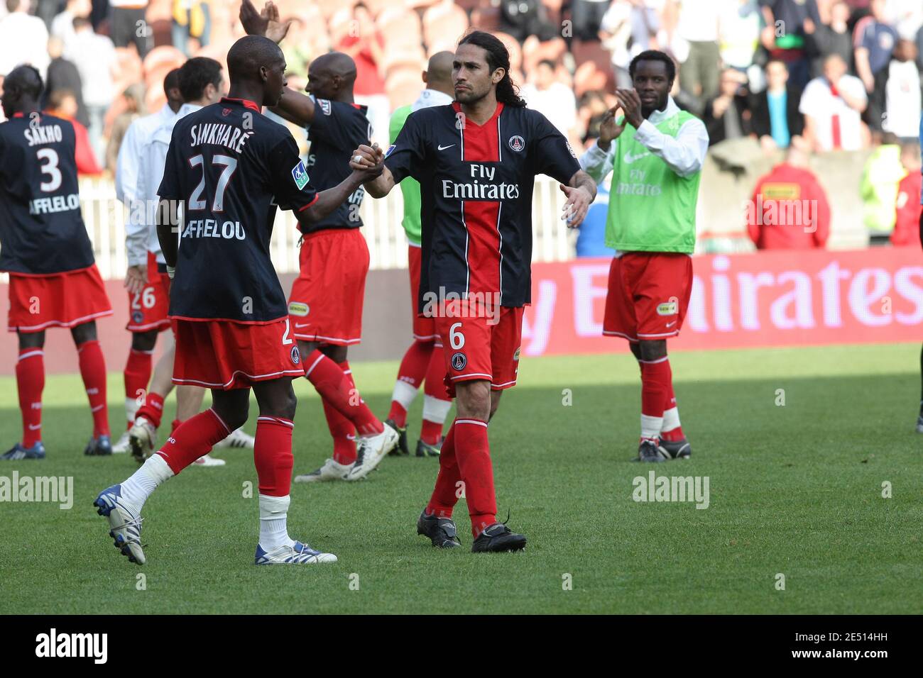 PSG's Mario Yepes during soccer match, PSG vs Auxerre in Paris, France, on April 26, 2008. Photo by Taamallah Mehdi/Cameleon/ABACAPRESS.COM Local Caption Stock Photo