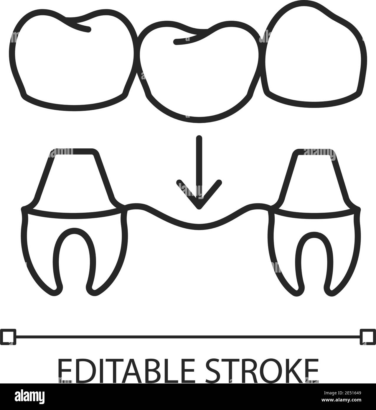 Dental prosthetics linear icon Stock Vector