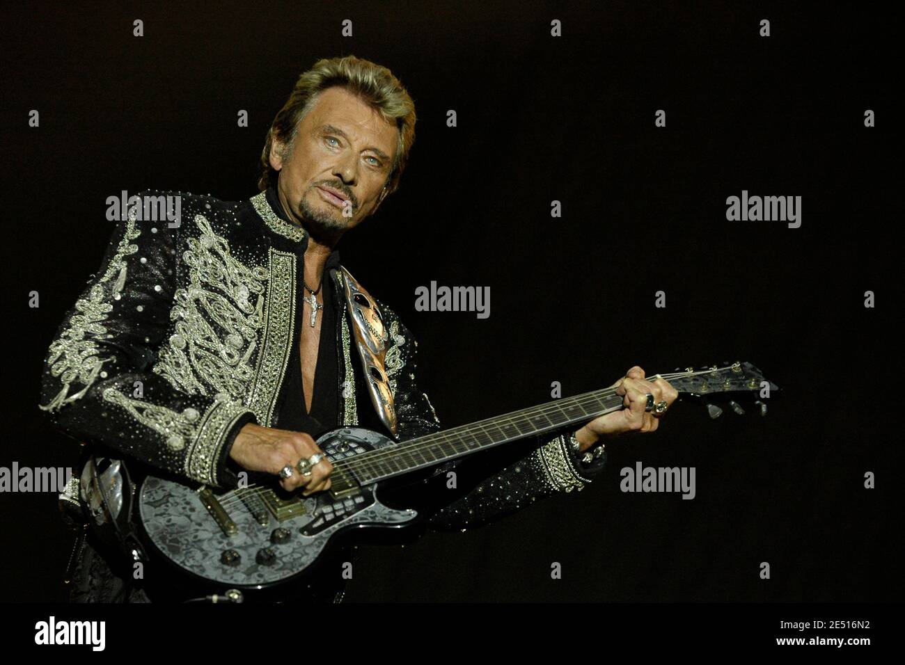 File photo : French singer Johnny Hallyday performs live on stage