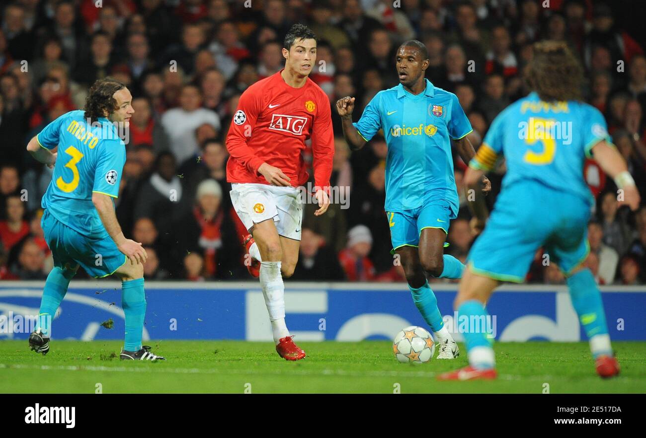 Manchester United'S Cristiano Ronaldo In Action During The Uefa Champions  League Semi-Final Second Leg Soccer Match Between Manchester United And Fc  Barcelona At Old Trafford In Manchester, England On April 29 2008.