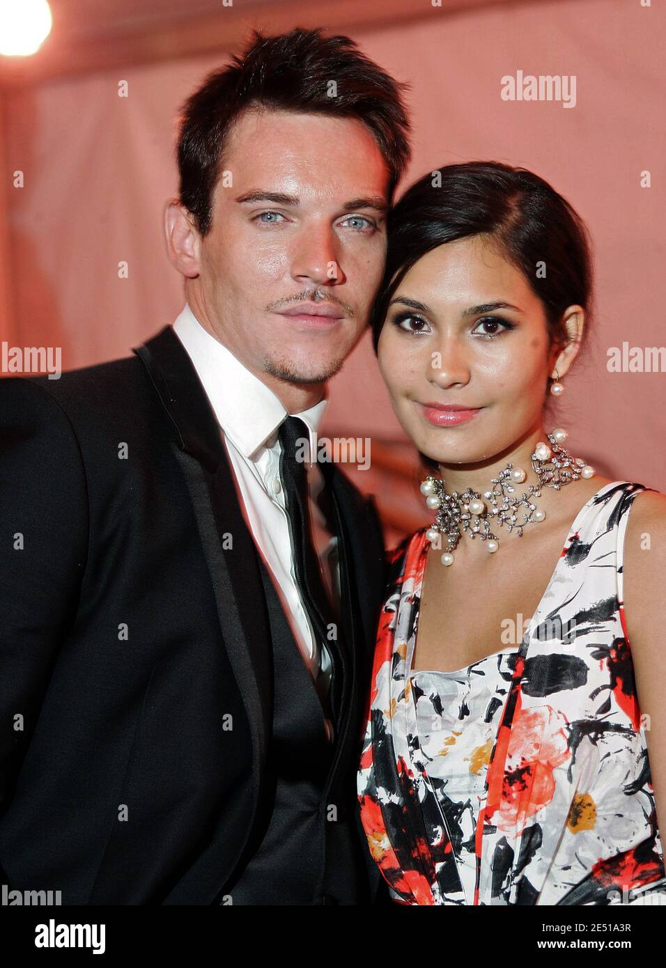 Jonathan Rhys Meyers and Reena Hammer leave the 2008 Costume Institute Gala celebrating the 'Superheroes: Fashion and Fantasy' exhibition held at the Metropolitan Museum of Art in New York City, USA on May 5, 2008. Photo by Charles Guerin/ABACAPRESS.COM Stock Photo