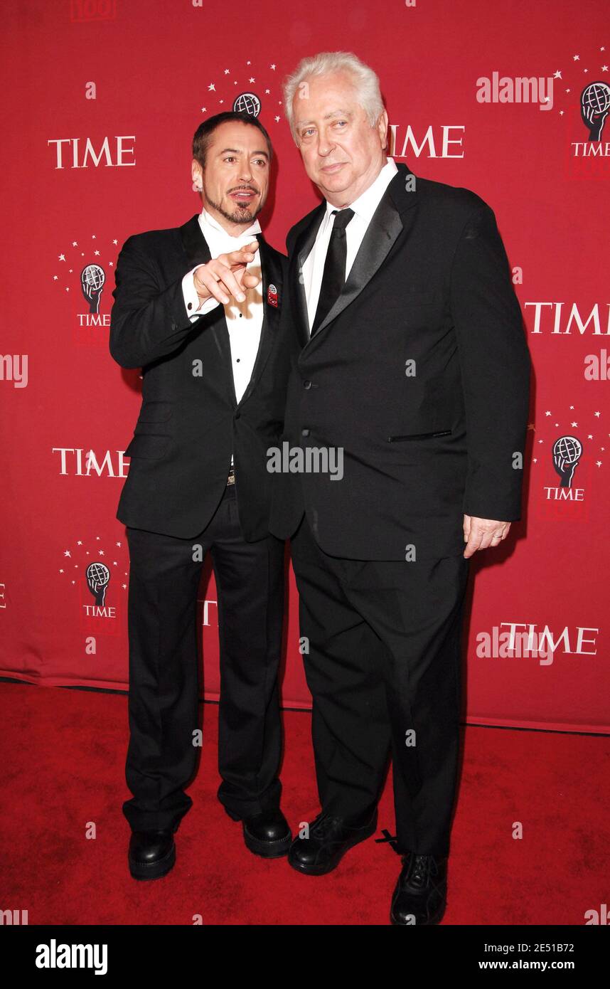 Actor Robert Downey Jr. (L) and his father Robert Downey arriving for Time  Magazine's 100 Most Influential People in the World Gala held at Frederick  P. Rose Hall in New York City,