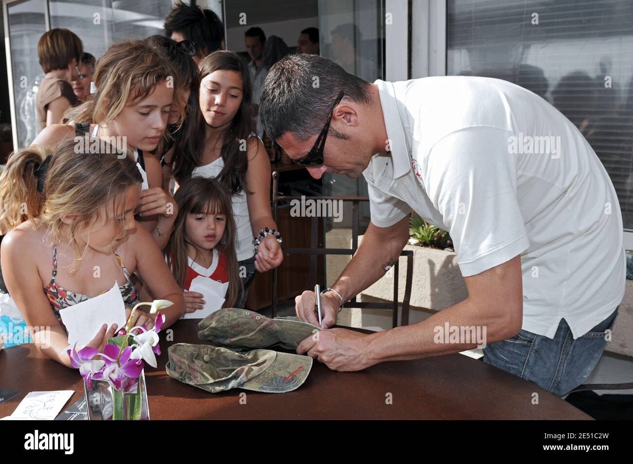 French Coach and former swimmer Franck Esposito presents his new collection on the beach Miramar on 'La Croisette' in Cannes, France on May 12, 2008. Photo by Capbern/Cameleon/ABACAPRESS.COM Stock Photo