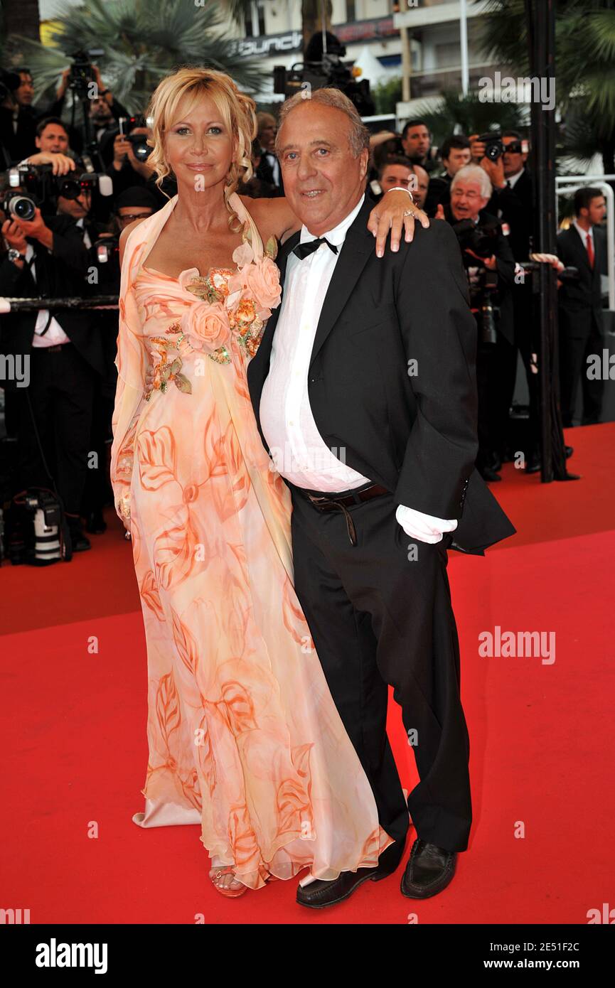 Fiona Gelin and Daniel Hechter walking the Palais des Festivals' red carpet  in Cannes, France on May 16, 2008, for the screening of Arnaud Desplechin's  Un Conte de Noel presented in competition