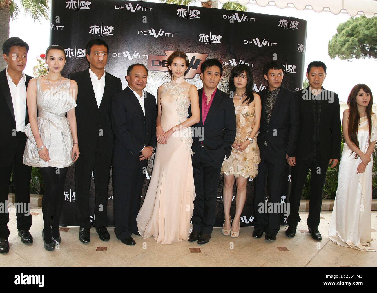 Director John Woo (4th L) poses with cast members (L-R) Tong Dawei, Song Jia, Hu Jun, Chiling li, Tony Leung, Zhao Wei, Chang Chen, Zhang Fengyi and unidentified guest at a photocall for the film 'Red Cliff' during the 61st Cannes Film Festival in Cannes, France on May 19, 2008. Photo by Denis Guignebourg/ABACAPRESS.COM Stock Photo