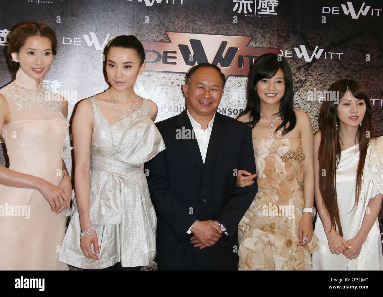 Director John Woo (C) poses with cast members (L-R) Chiling Li, Song Jia, Zhao Wei and unidentified guest at a photocall for the film 'Red Cliff' during the 61st Cannes Film Festival in Cannes, France on May 19, 2008. Photo by Denis Guignebourg/ABACAPRESS.COM Stock Photo