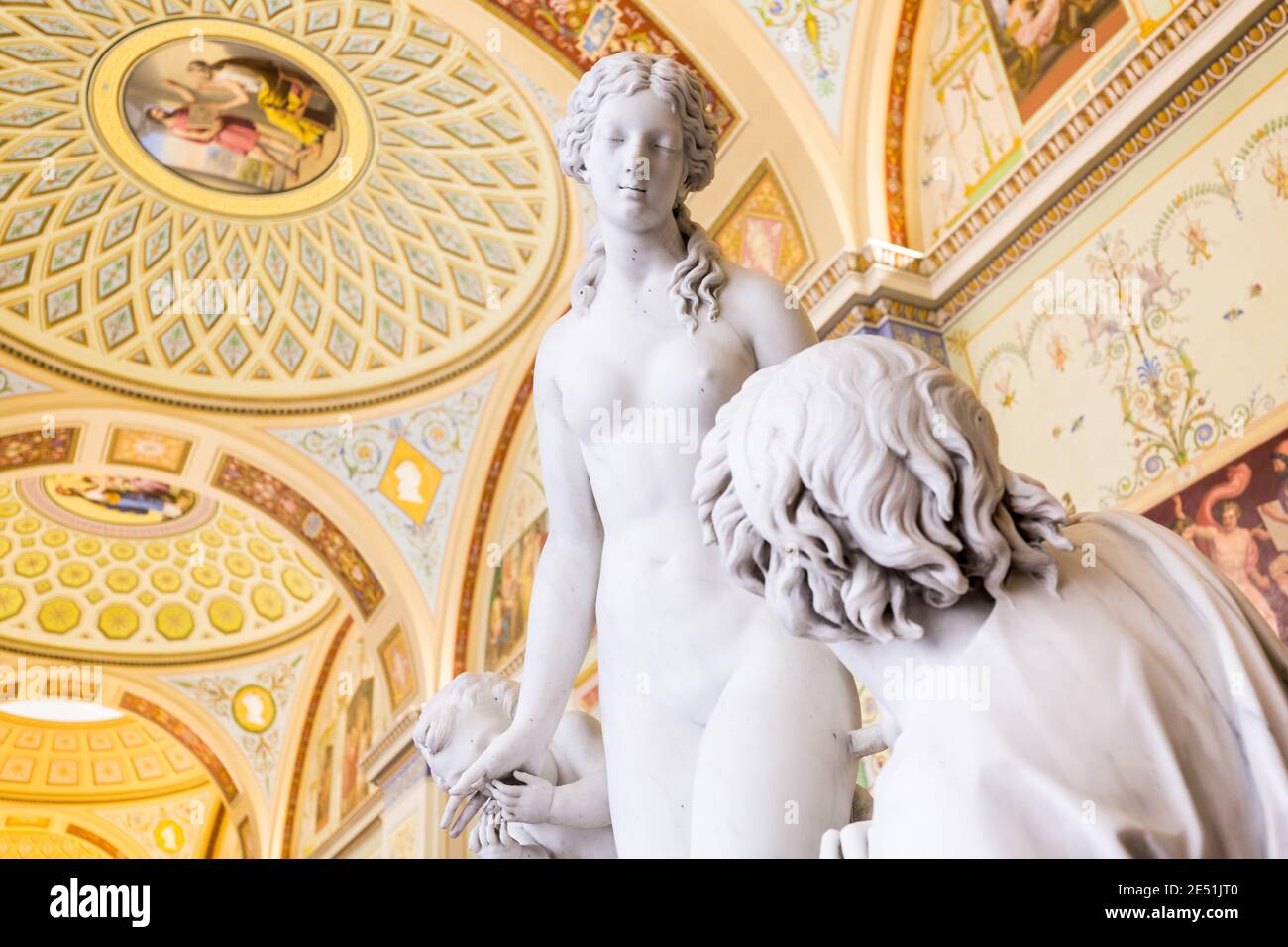 Close up of a group of Italian statues displayed at the Ermitage museum in Saint Petersburg Stock Photo