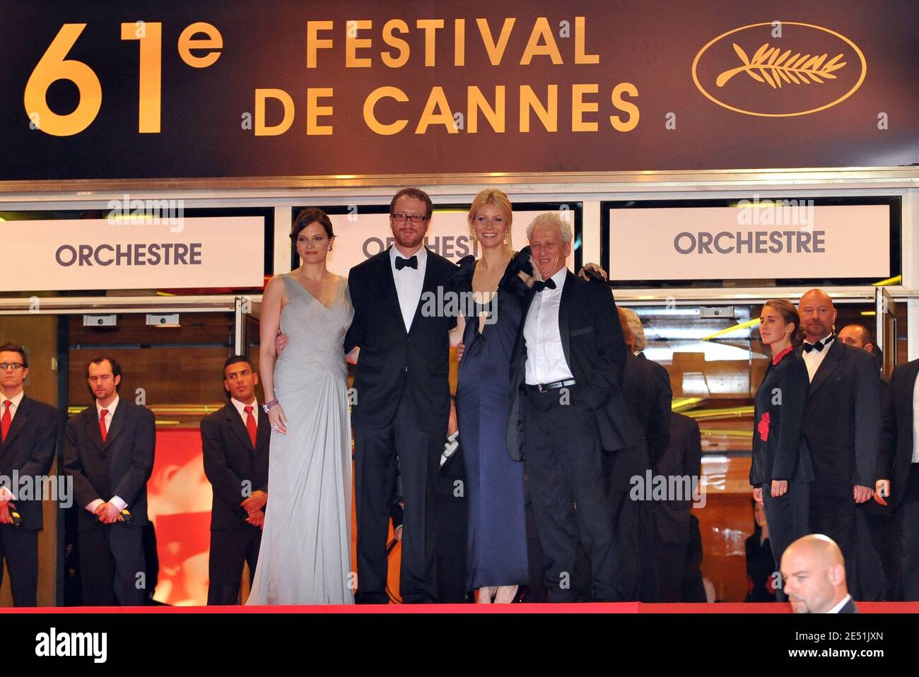 Vinessa Shaw, director James Gray, Gwyneth Paltrow and Moshonov Moni arriving at the Palais des Festivals in Cannes, Southern France, May 19, 2008, for the screening of James Gray's Two Lovers presented in competition at the 61st Cannes Film Festival. Photo by Hahn-Nebinger-Orban/ABACAPRESS.COM Stock Photo