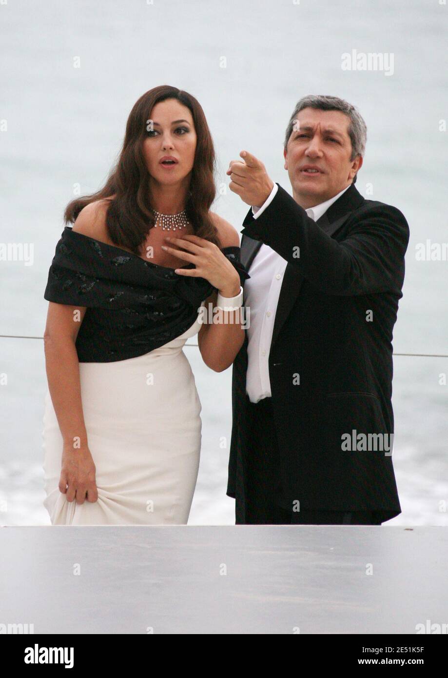 Actress Monica Bellucci and Alain Chabat during the broadcasting