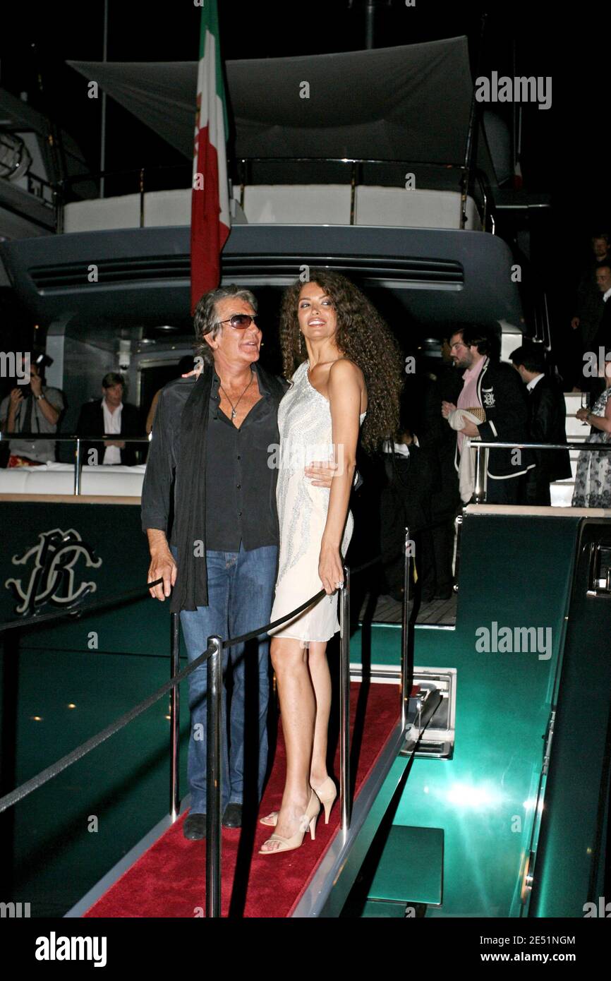 Roberto Cavalli and Afef Jnifen attend the Roberto Cavalli party aboard a yacht in the port of Cannes, France on May 21, 2008 during the 61st International Film Festival. Photo by ABACAPRESS.COM Stock Photo