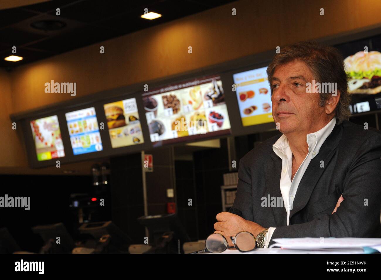 France 's McDonalds CEO Jean-Pierre Petit during the press conference for  the McDonald's fast-food setting-up. This one will be the first to be have  the new ecologic production system for the protection