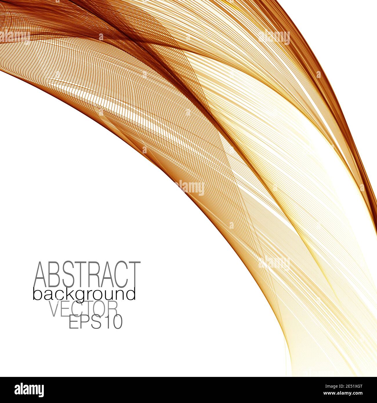 Modern template with brown-yellow wavy curved lines. Flowing veil imitation. Abstract design. Vector colored lines background. Cover layout. EPS10 Stock Vector