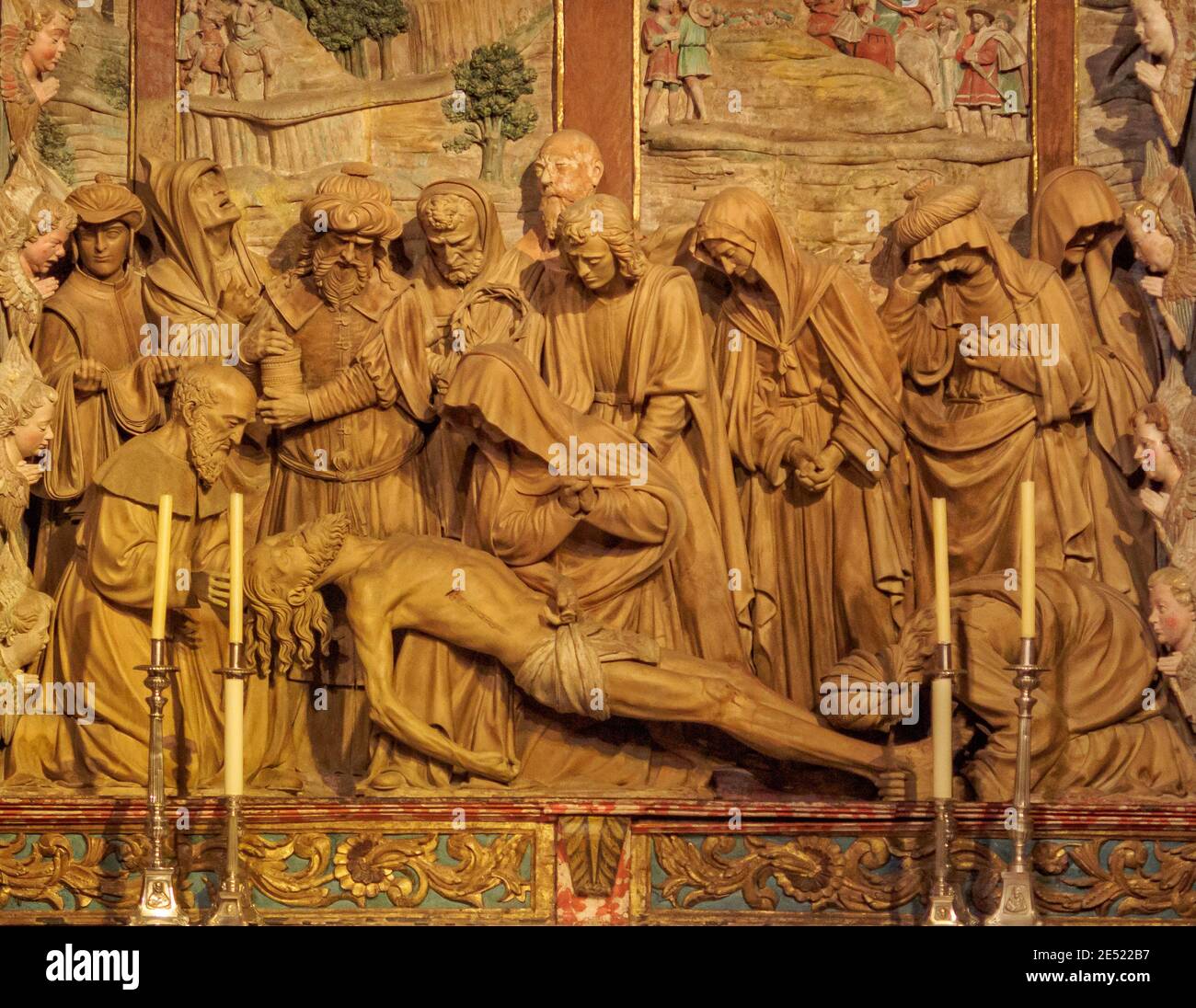 Beautiful altarpiece in the Mondragon Chapel of the Cathedral - Santiago de Compostela, Galicia, Spain Stock Photo