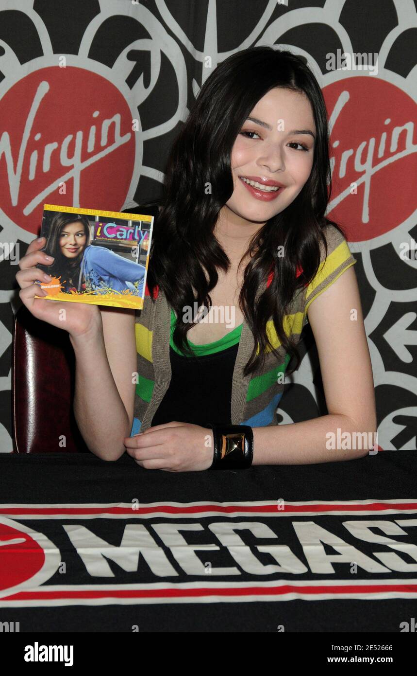 Miranda Cosgrove, star of Nickelodoen's hit show iCarly signs' iCarly: Music From and Inspired By the Hit TV Show', held at Virgin Mega Store Times Square in New York City, NY, USA on June 10, 2008. Photo by David Miller/ABACAPRESS.COM Stock Photo