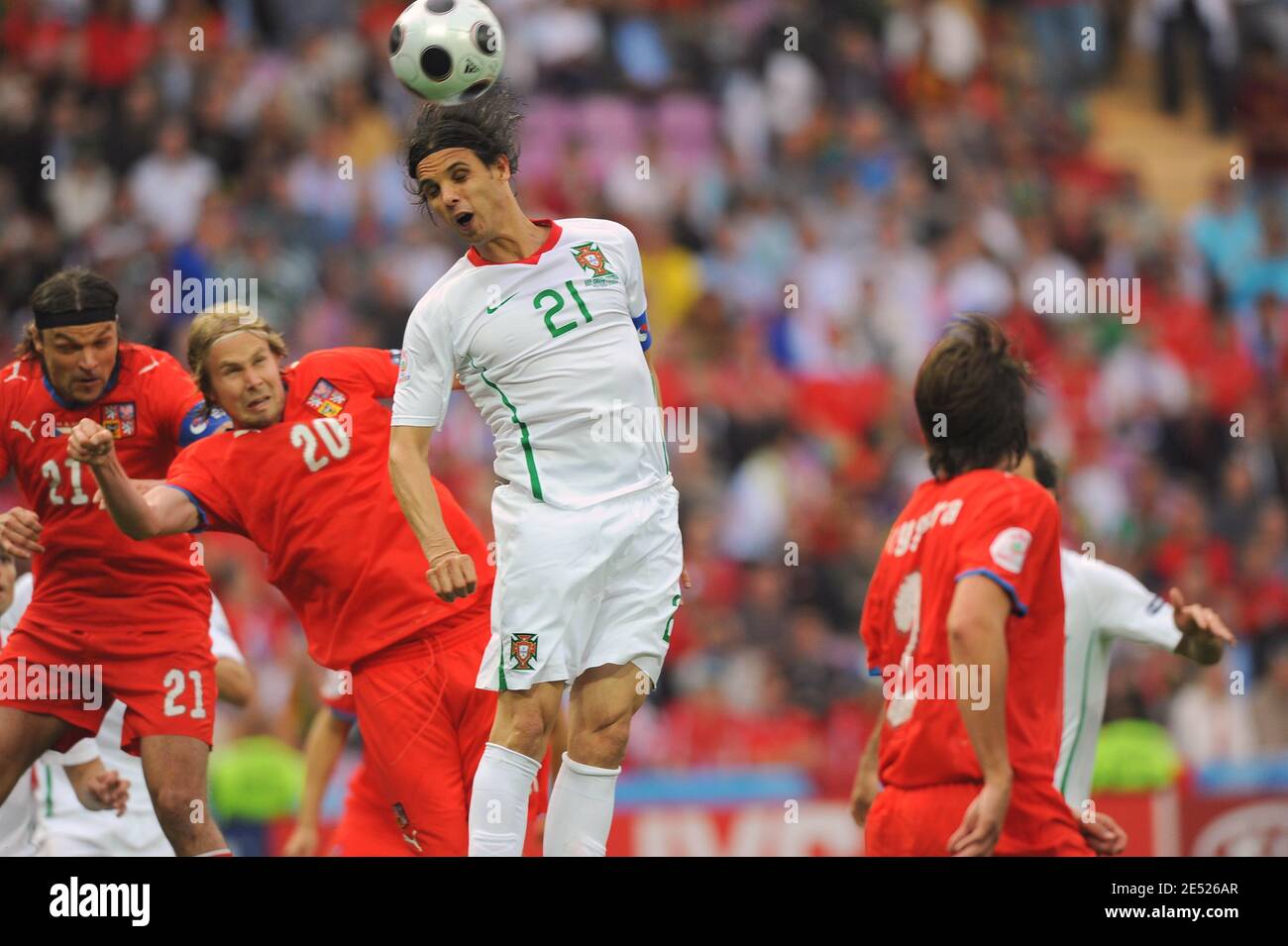 Portugal's captain Nuno Gomes during the Euro 2008 UEFA Championships soccer match, Group A, Portugal vs Czech Republic at Stade de Geneve in Geneva, Switzerland on June 11, 2008. Portugal won 3-1. Photo by Steeve McMay/Cameleon/ABACAPRESS.COM Stock Photo