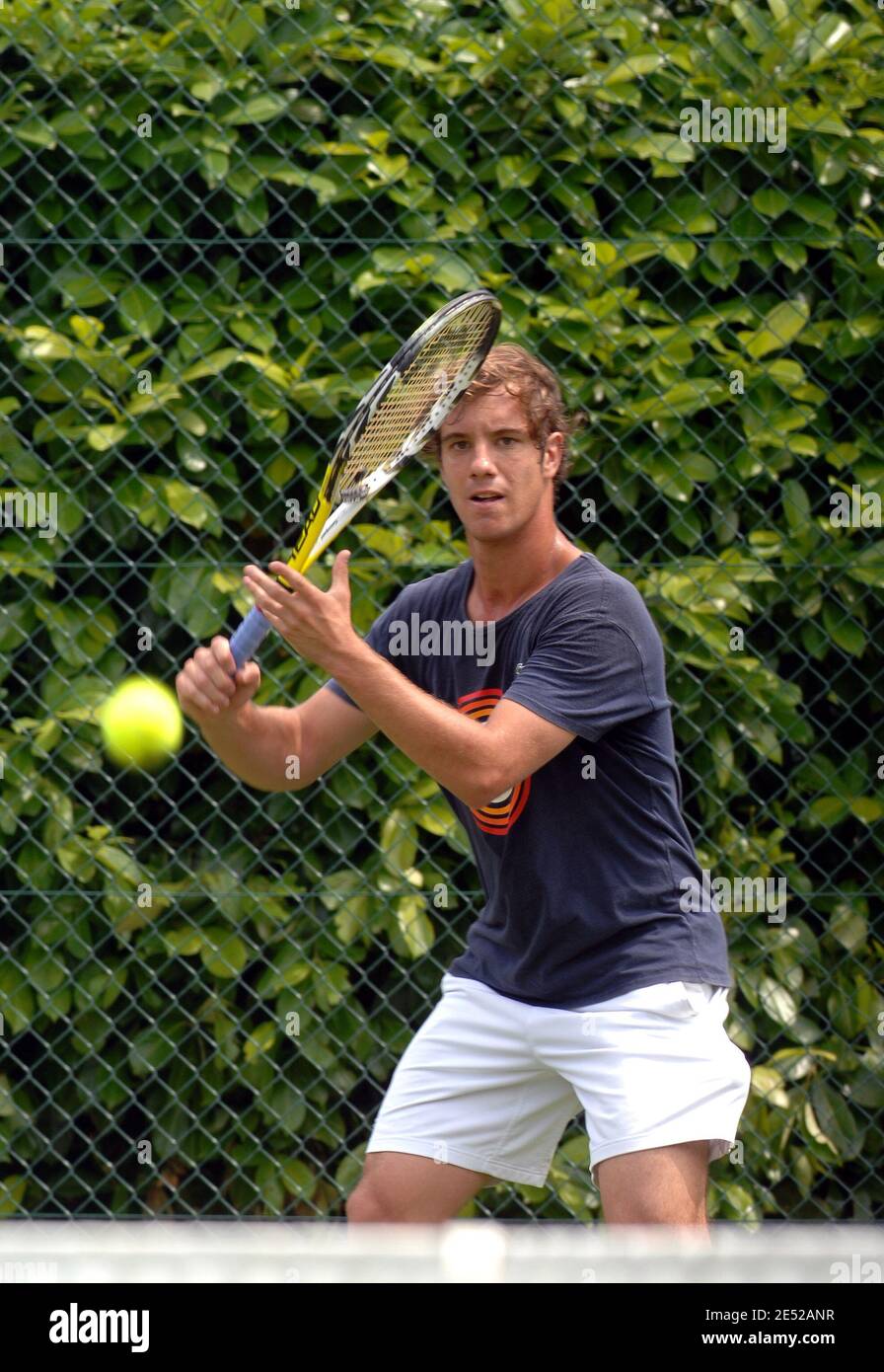 French player Richard Gasquet during practice at the Paris Lagardere Racing  Club in Paris, France on June 18, 2008. Photo by Valerian  Wagner/Cameleon/ABACAPRESS.COM Stock Photo - Alamy