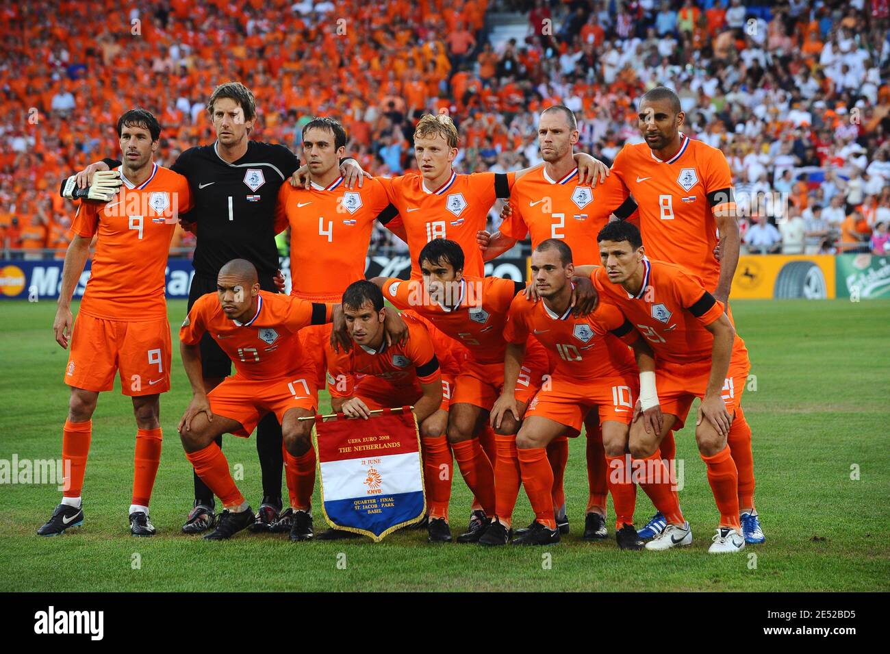 Netherlands' team group during the Euro 2008 UEFA European Championship  2008, quarter final soccer match, Netherlands vs Russia at the St.  Jakob-Park stadium in Basel, Switzerland on June 21, 2008. Russia won