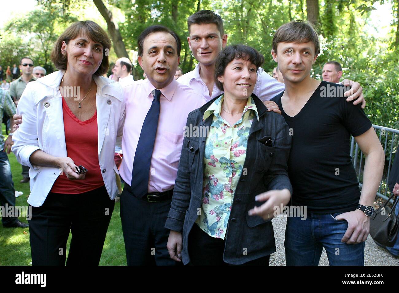 French Culture Minister Christine Albanel, Junior Minister for Relations  with Parliament Roger Karoutchi, DJ of Radio FG, Junior Minister for Urban  Affairs Fadela Amara and DJ Martin Solveig attend the garden of