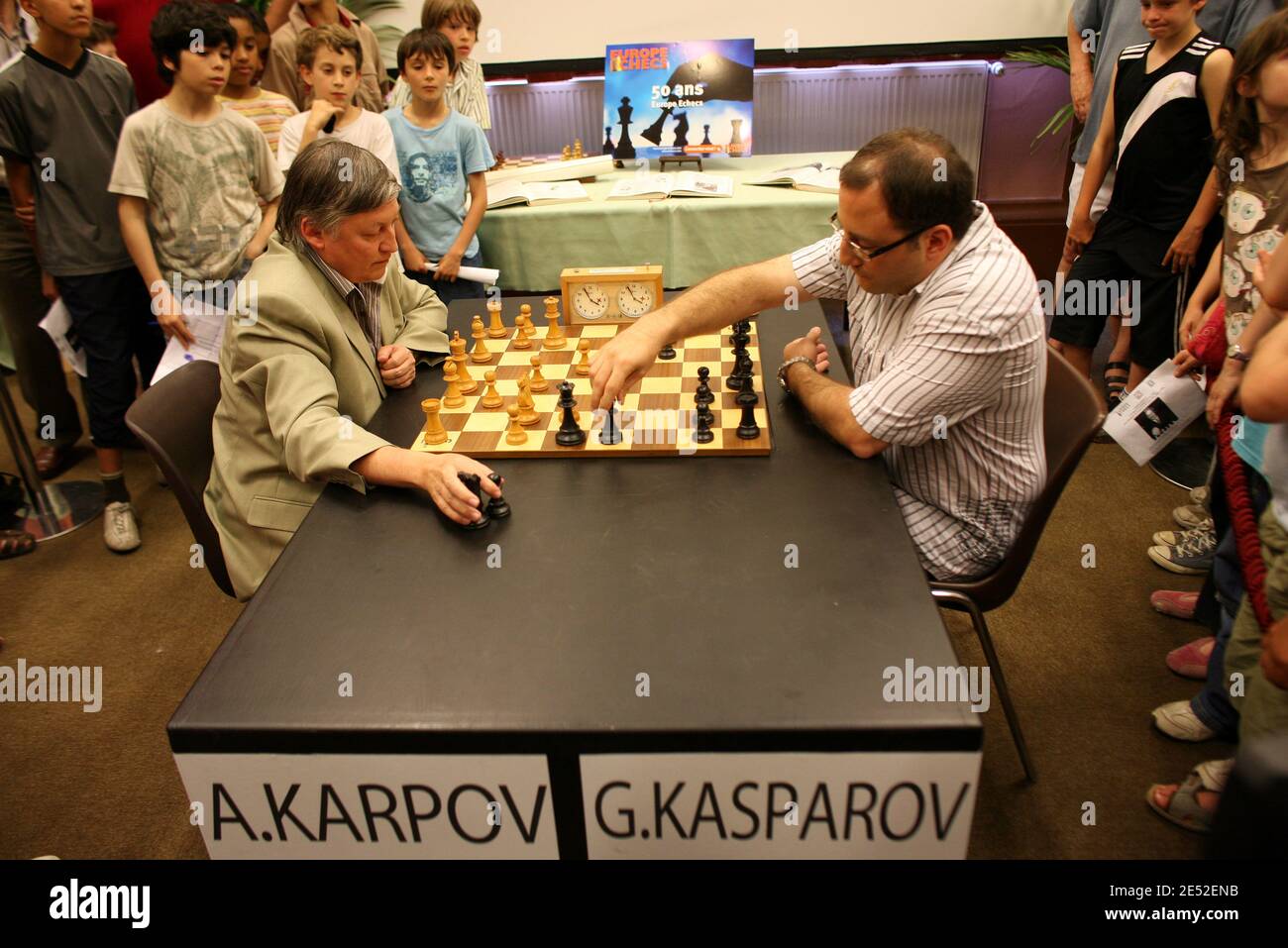 In the press room during 27th match-game Karpov-Kasparov, World-ch