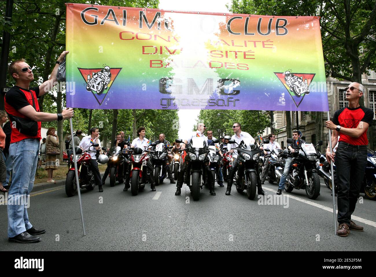 Thousands of people take part in the Gay Pride parade where gays, lesbians and transvestites demonstrate for equal rights and against discrimination, in Paris, France, on June 28, 2008. Photo by Stephane Gilles/ABACAPRESS.COM Stock Photo