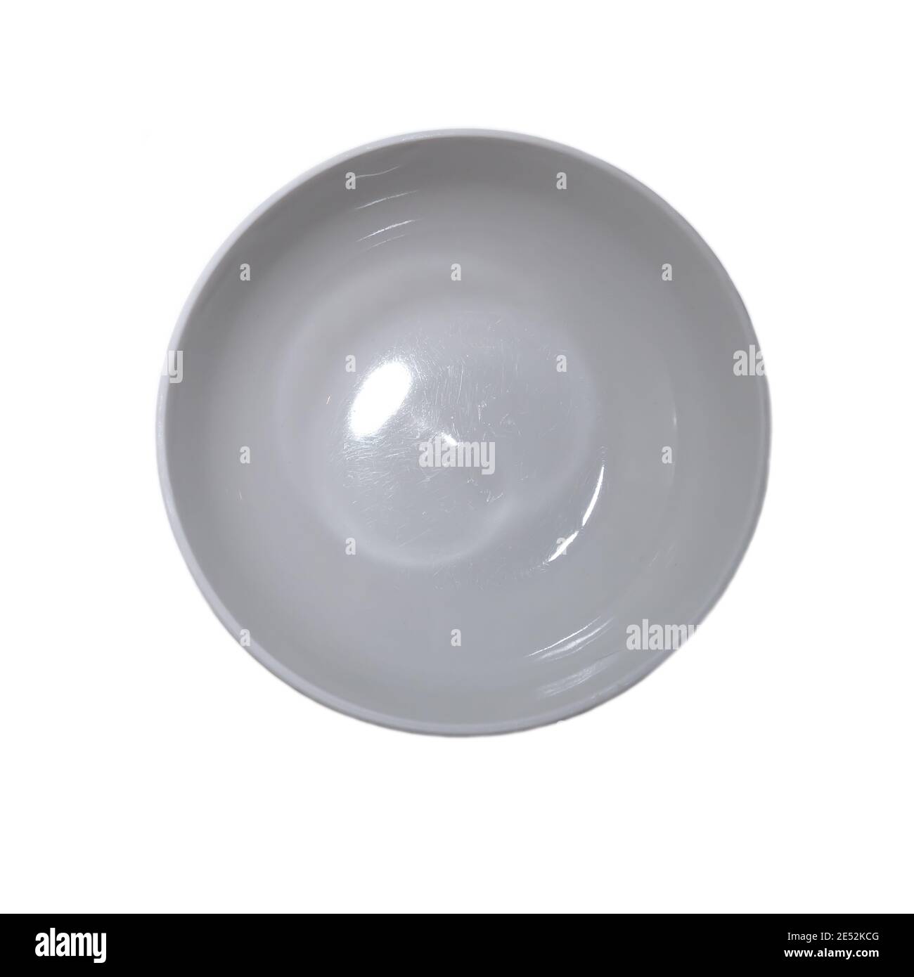 Empty round white plate isolated on white, top view Stock Photo