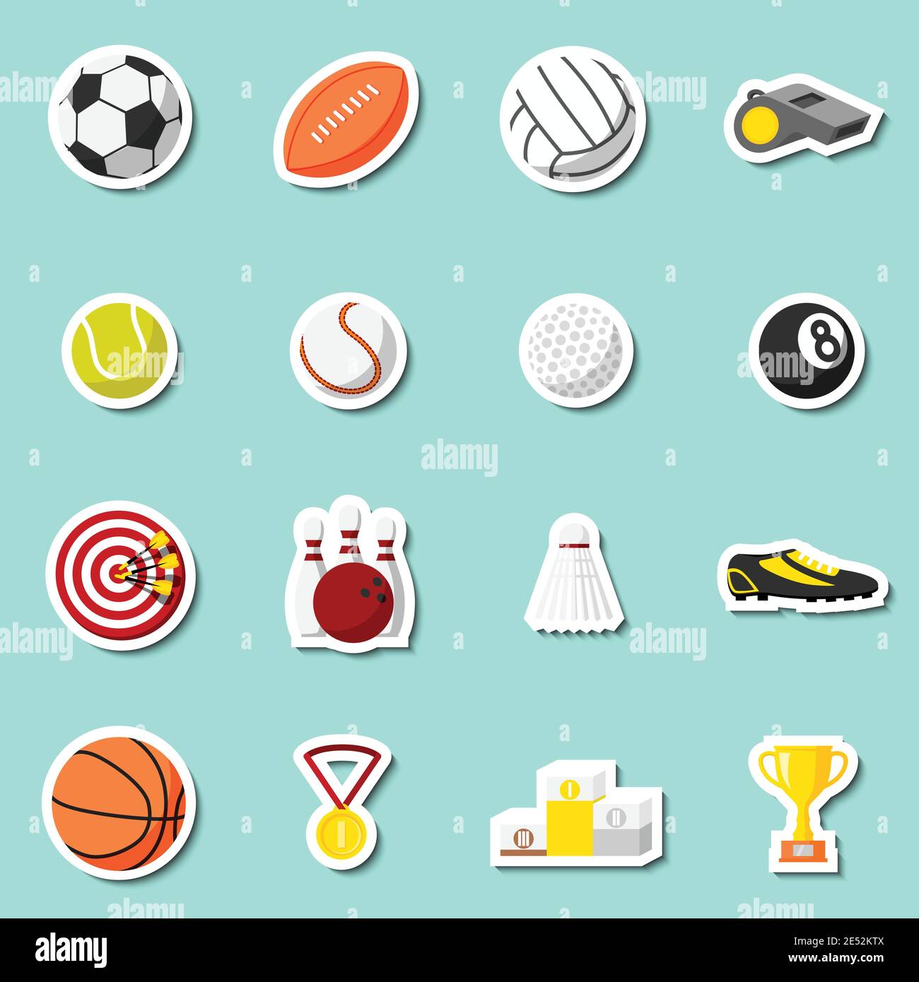 Sports stickers set of football baseball basketball and tennis balls