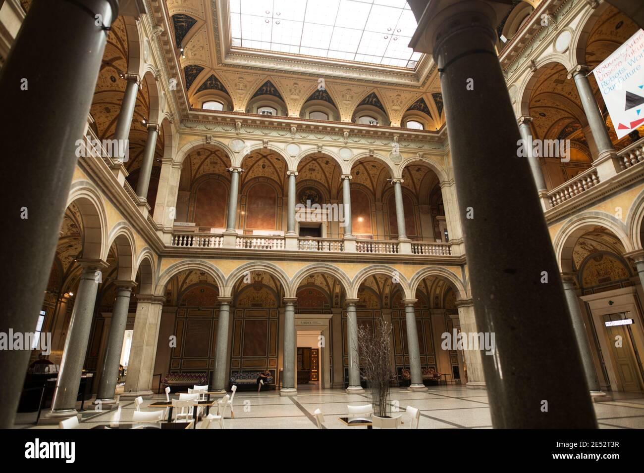 The interior courtyard of the Museum of Applied Arts (MAK) in Vienna, Austria. Stock Photo