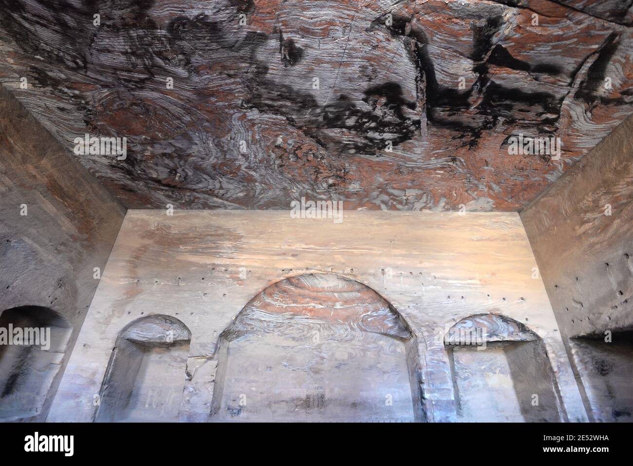 Interior chamber of the Urn Tomb in Petra, Jordan. Stock Photo
