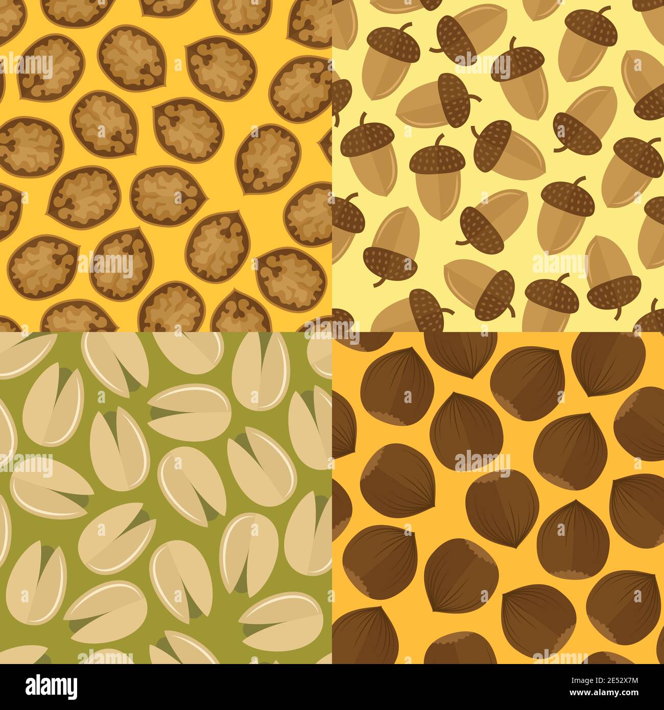 Nuts and seeds mix seamless pattern set isolated vector illustration ...