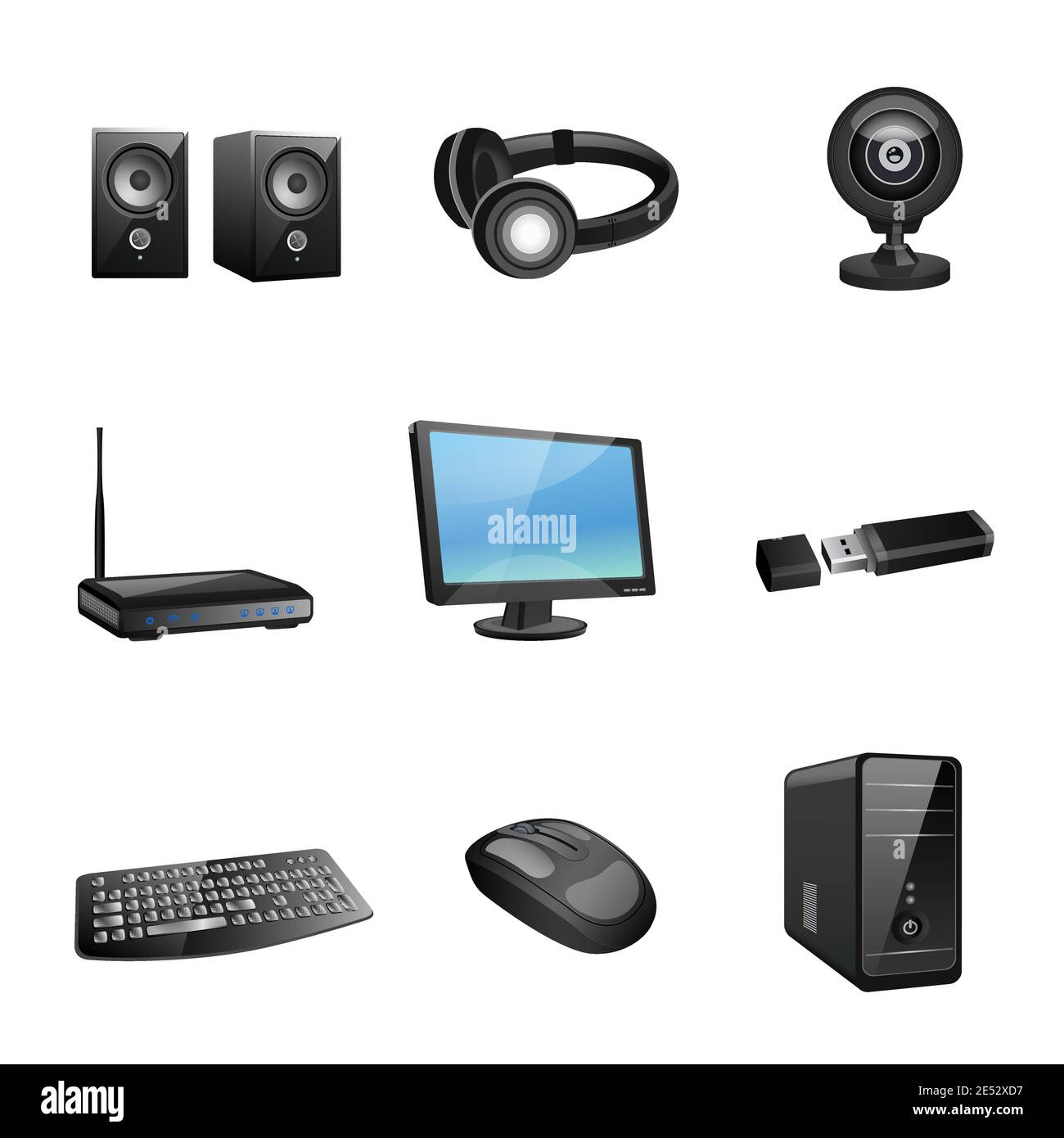 Computer accessories pc equipment Royalty Free Vector Image