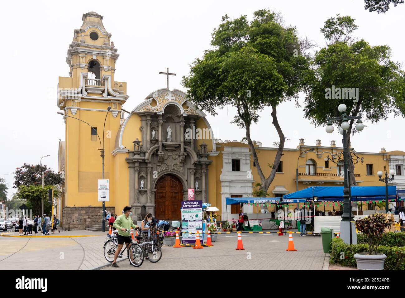 The church of Iglesia la Santisima Cruz in the Bohemian district of Barranco in Lima, Peru Stock Photo