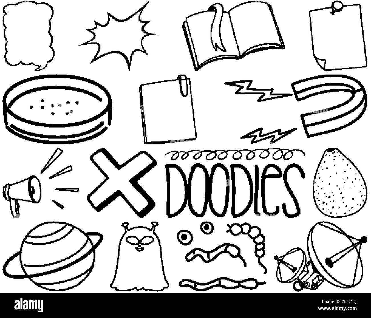 Set of item and symbol hand drawn doodle illustration Stock Vector ...