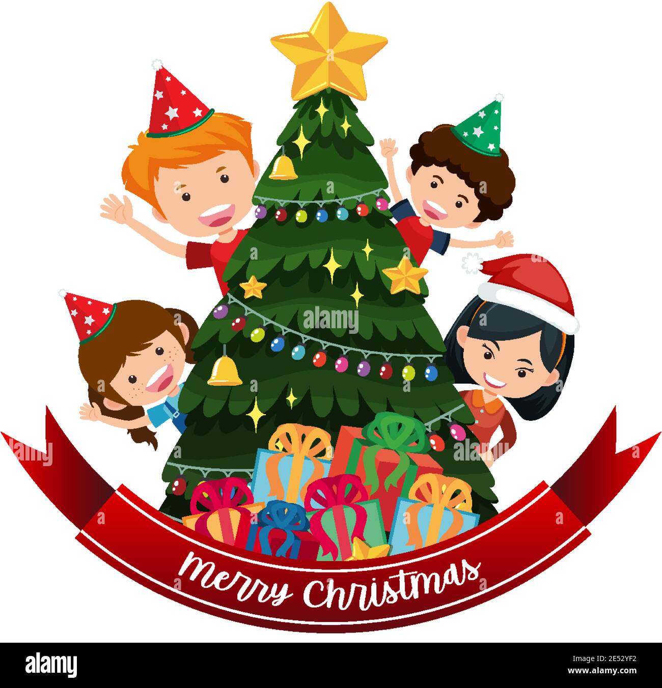 Isolated Merry Christmas banner illustration Stock Vector Image & Art ...