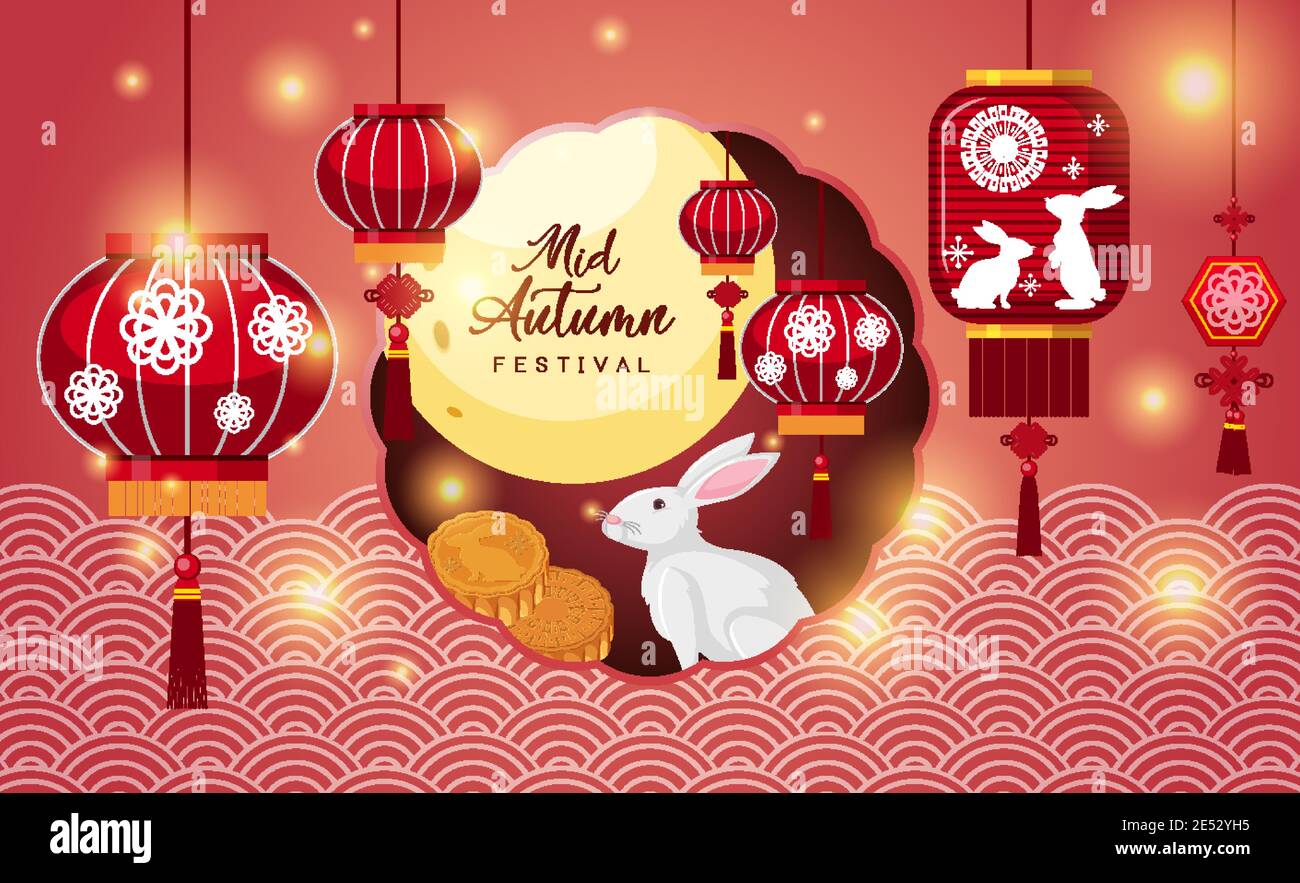 Chinese mid autumn festival background illustration Stock Vector Image ...