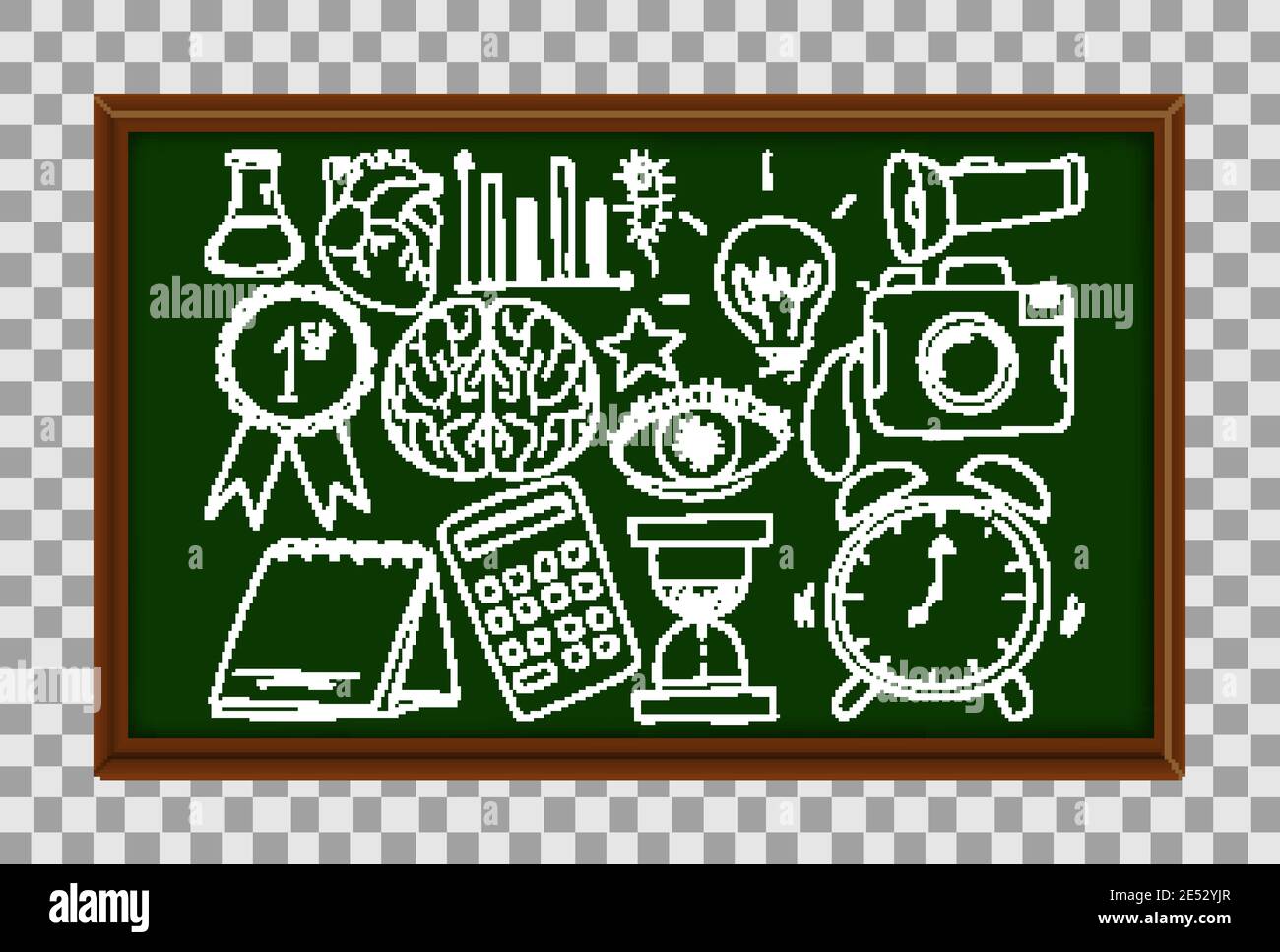 Different doodle strokes about science equipment on chalkboard on ...