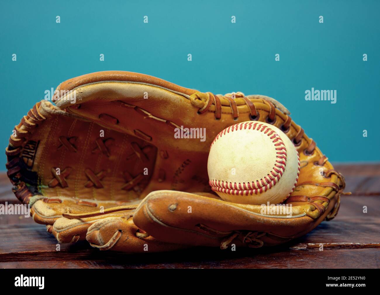 Baseball resting the palm of the Baseball Glove Stock Photo Alamy