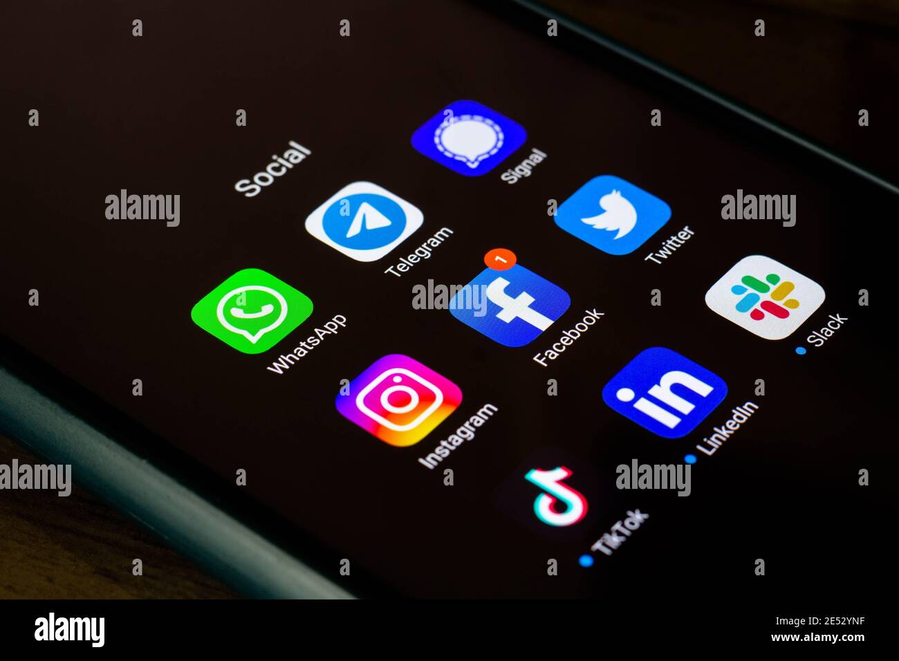 In this photo illustration the Whatsapp, Telegram, Signal, Instagram