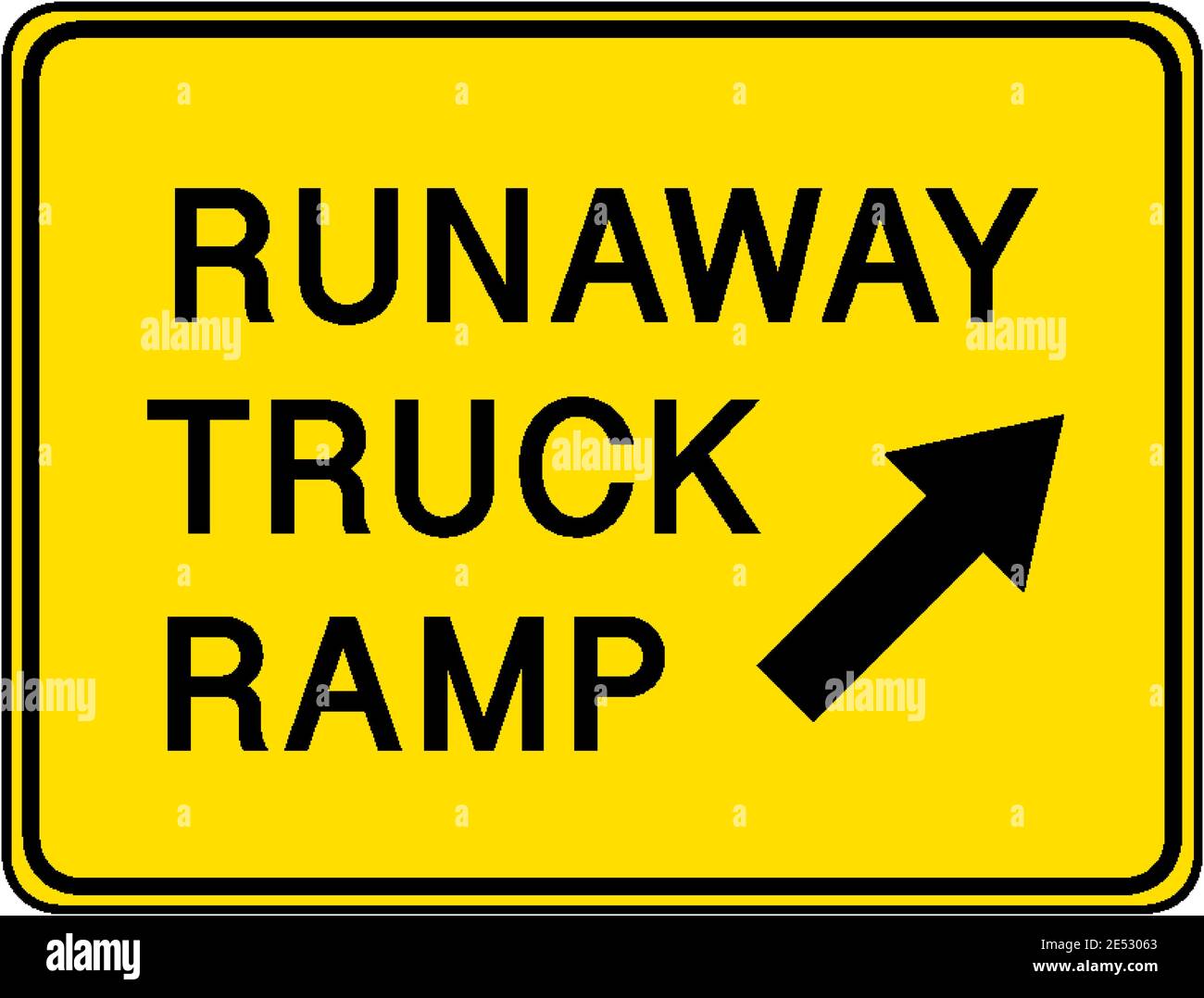 Runaway truck ramp warning sign isolated on white background