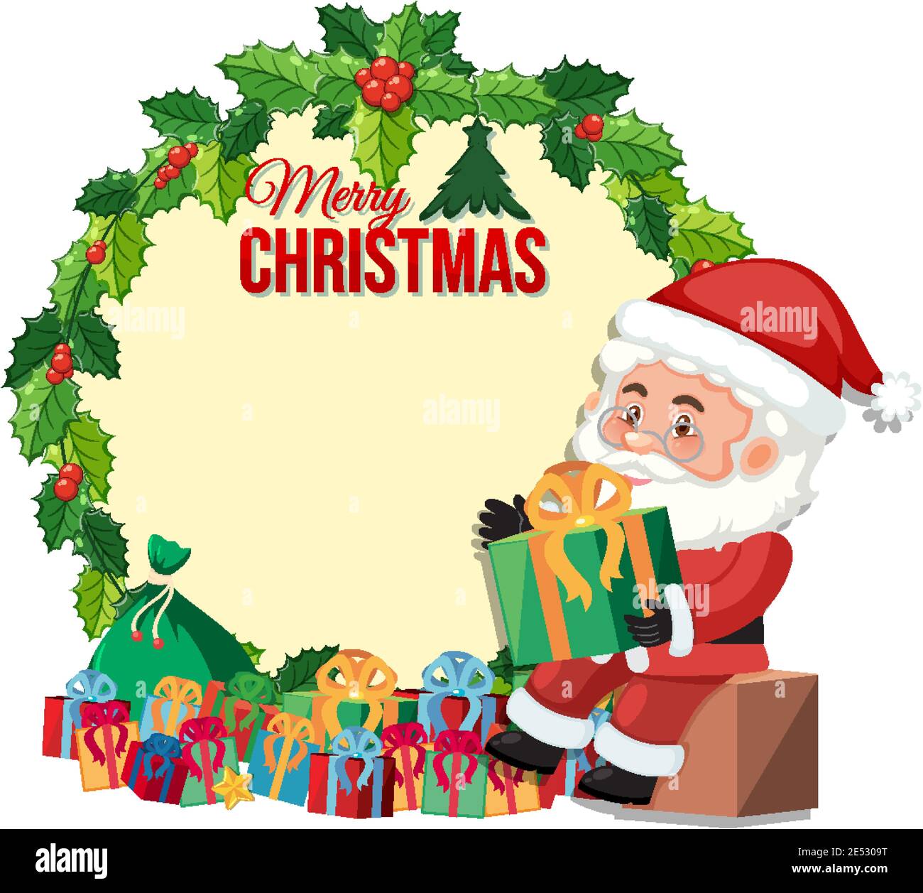 Blank Merry Christmas card template illustration Stock Vector Image ...
