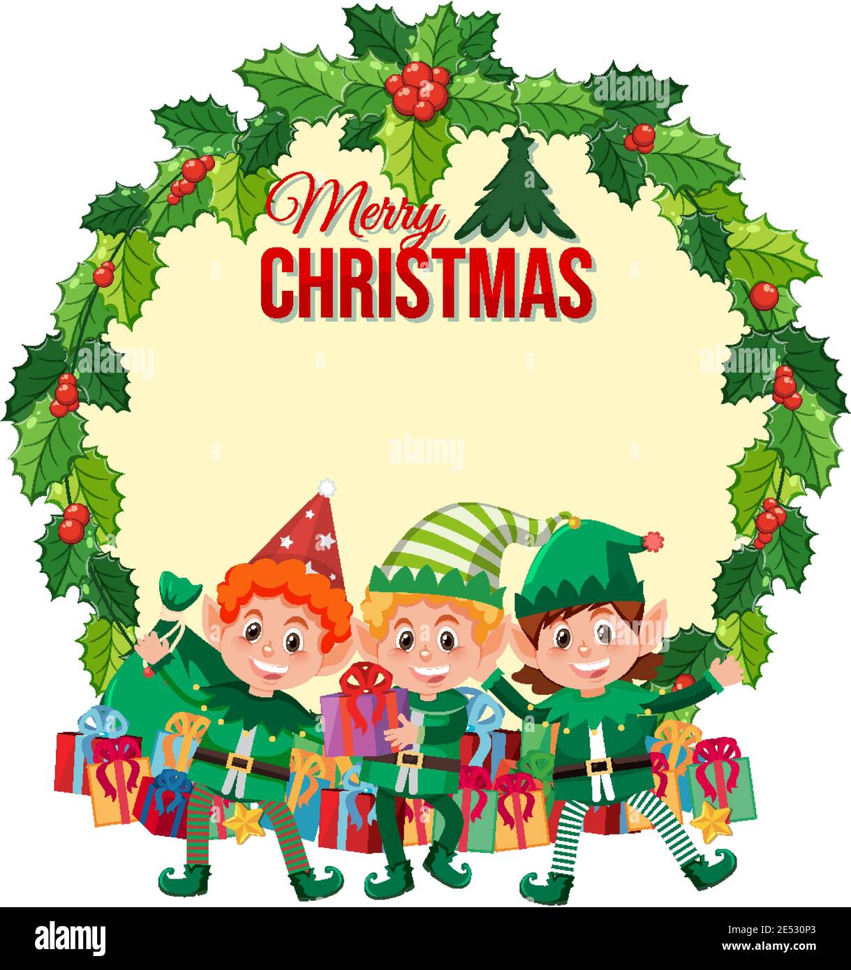 Blank Merry Christmas card template illustration Stock Vector Image ...