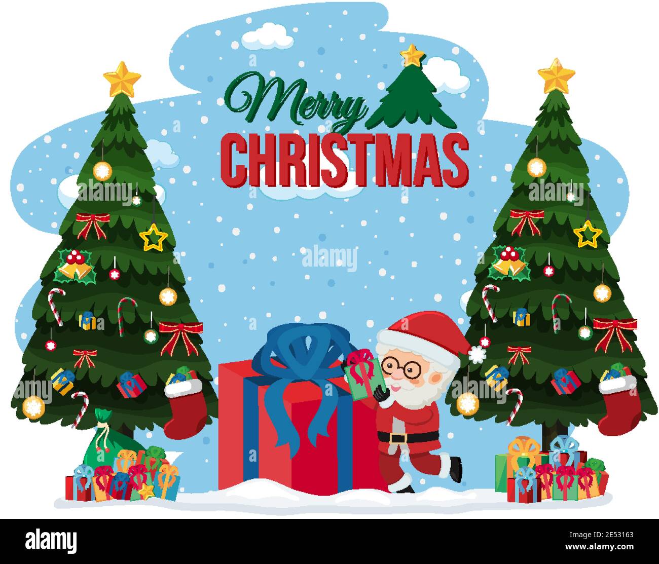 Isolated Merry Christmas banner illustration Stock Vector Image & Art ...