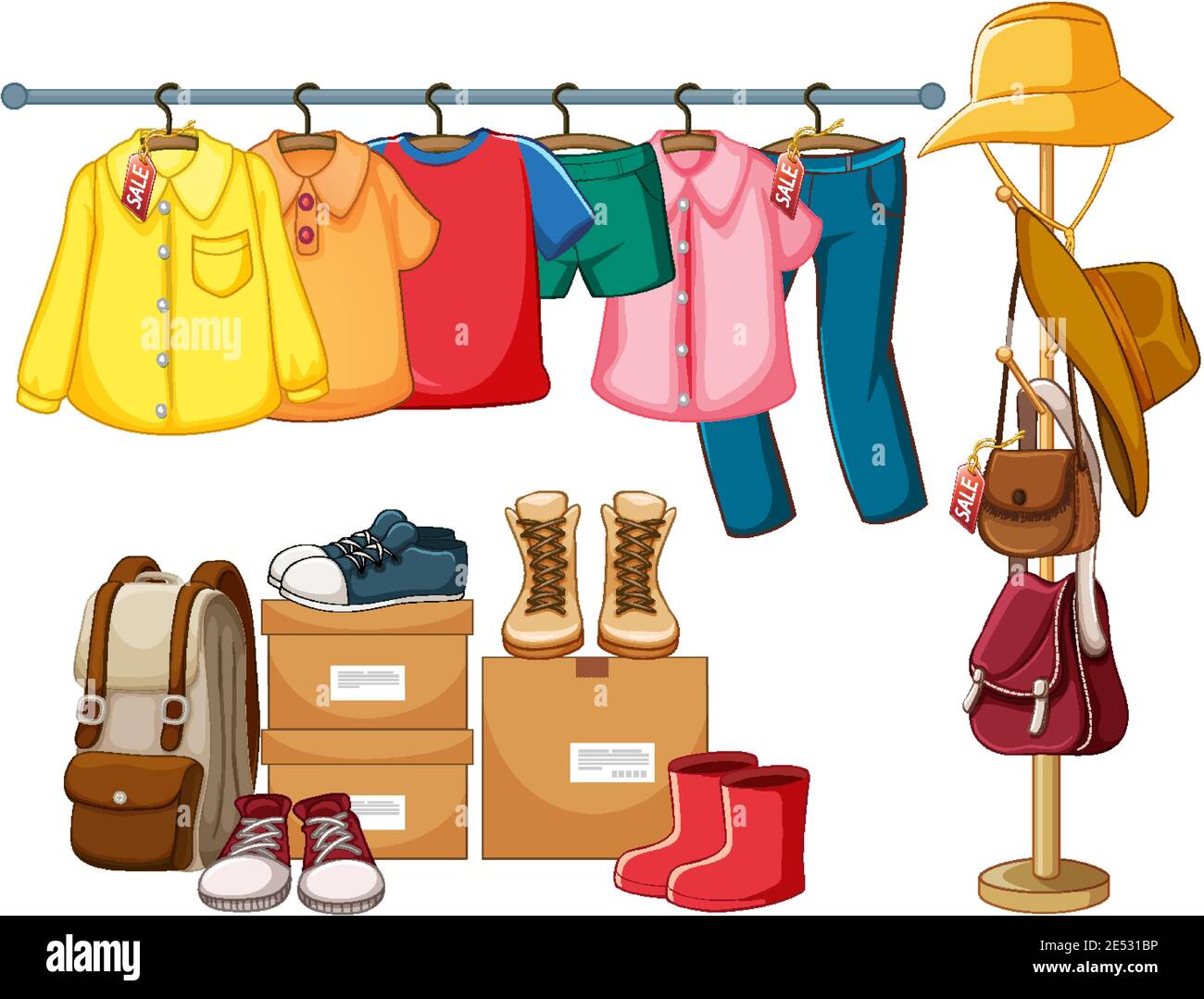 Isolated clothes on the rack display illustration Stock Vector