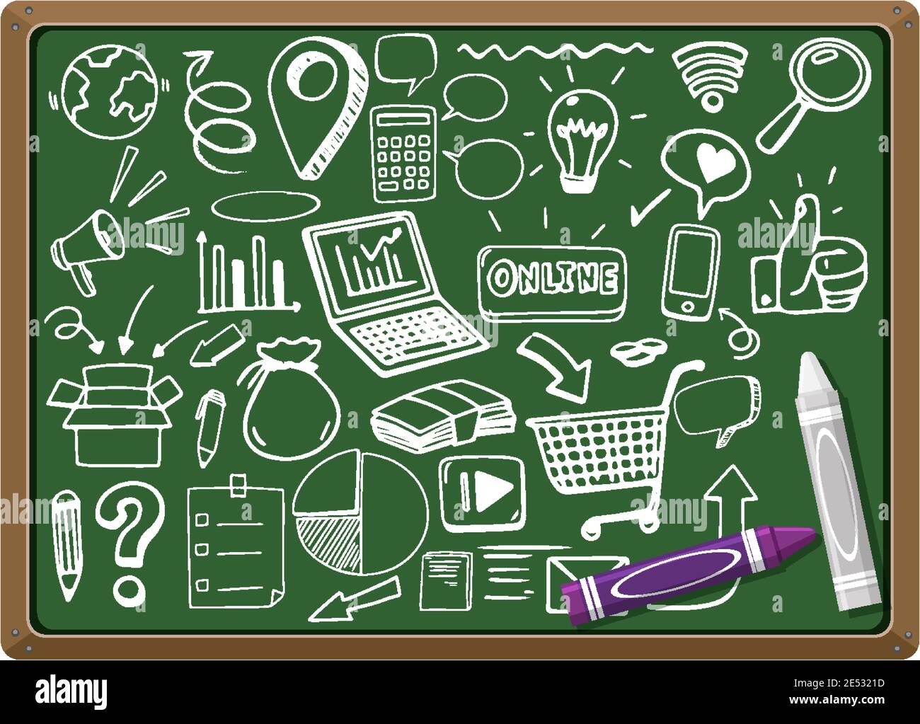 Hand drawn social element on chalkboard illustration Stock Vector Image ...