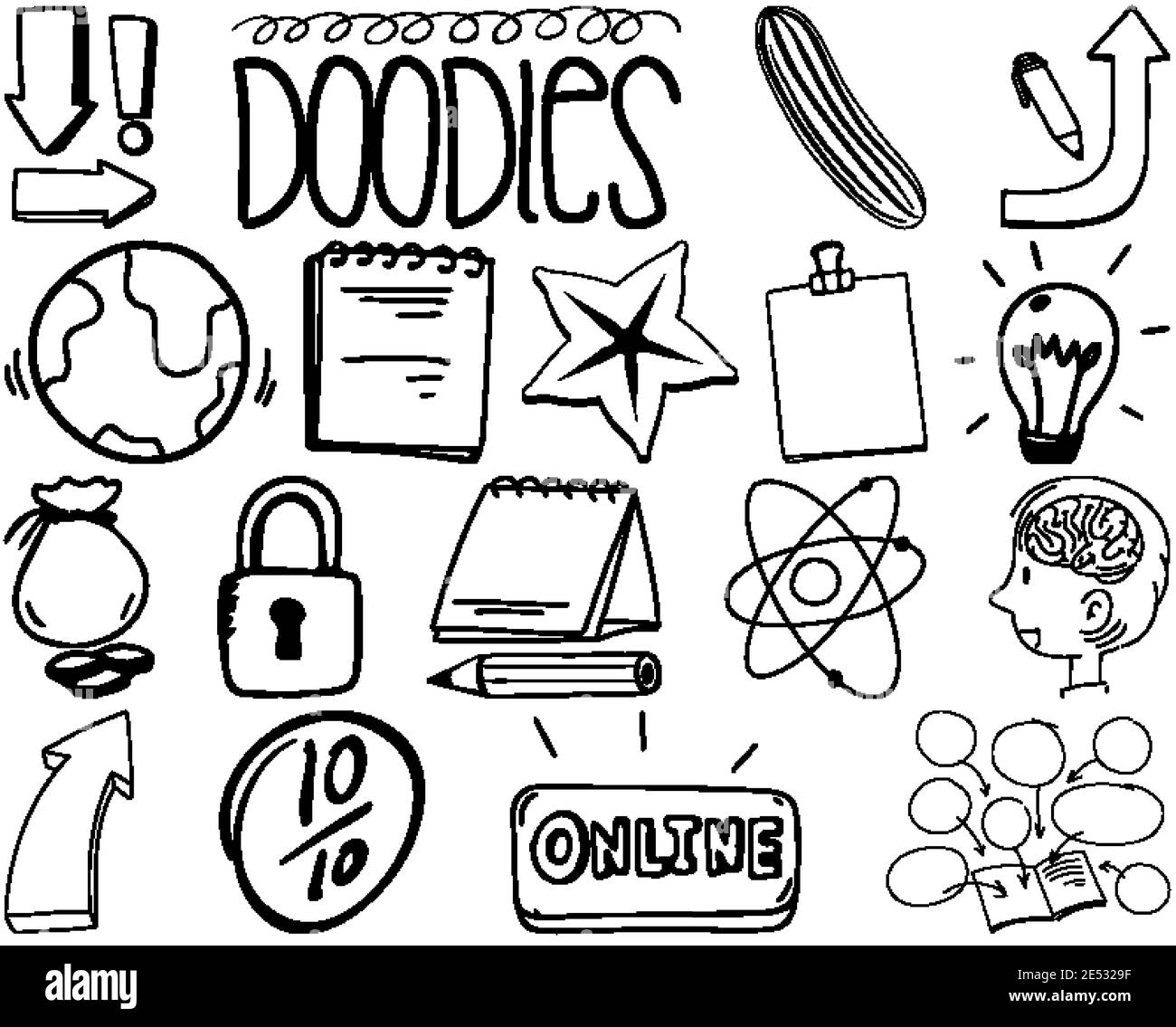 Set of item and symbol hand drawn doodle illustration Stock Vector ...