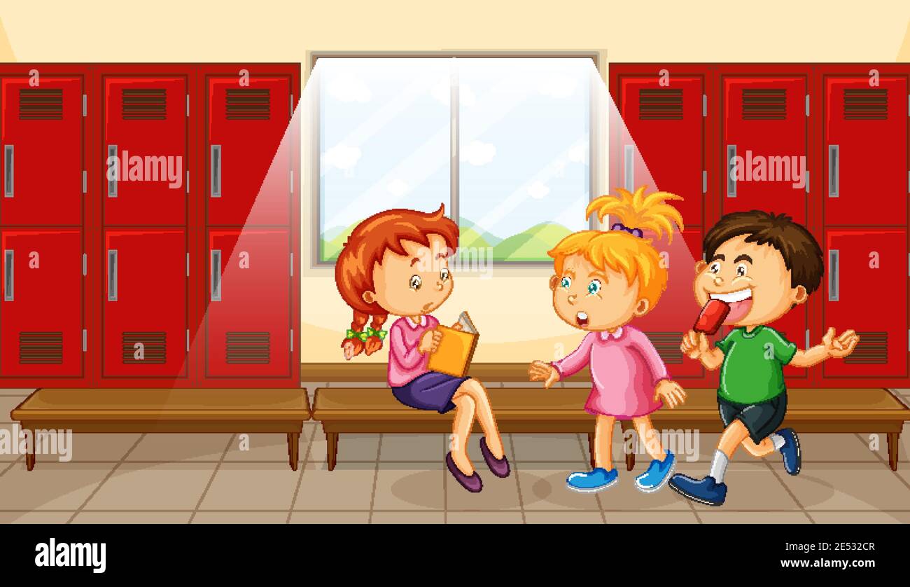Group of children at changing room illustration Stock Vector Image