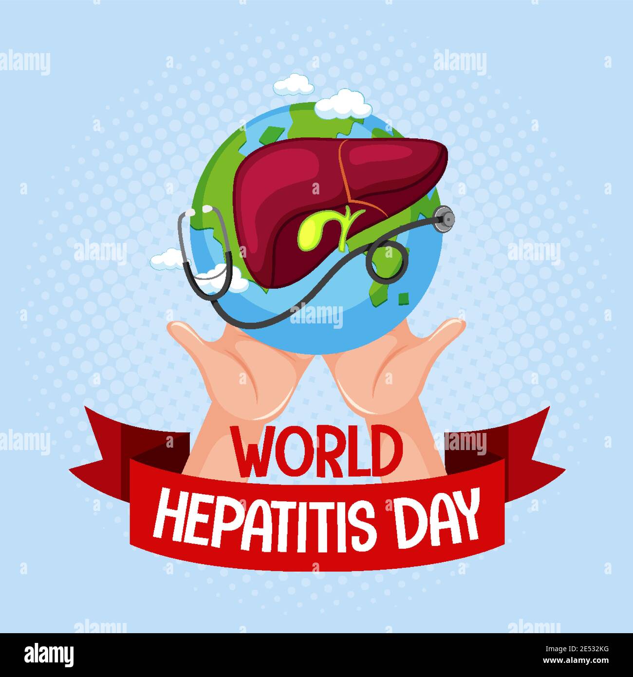 World Hepatitis Day logo or banner with hands holding liver and