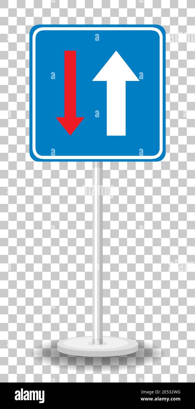 Priority over oncoming vehicles sign with stand isolated on transparent background illustration Stock Vector